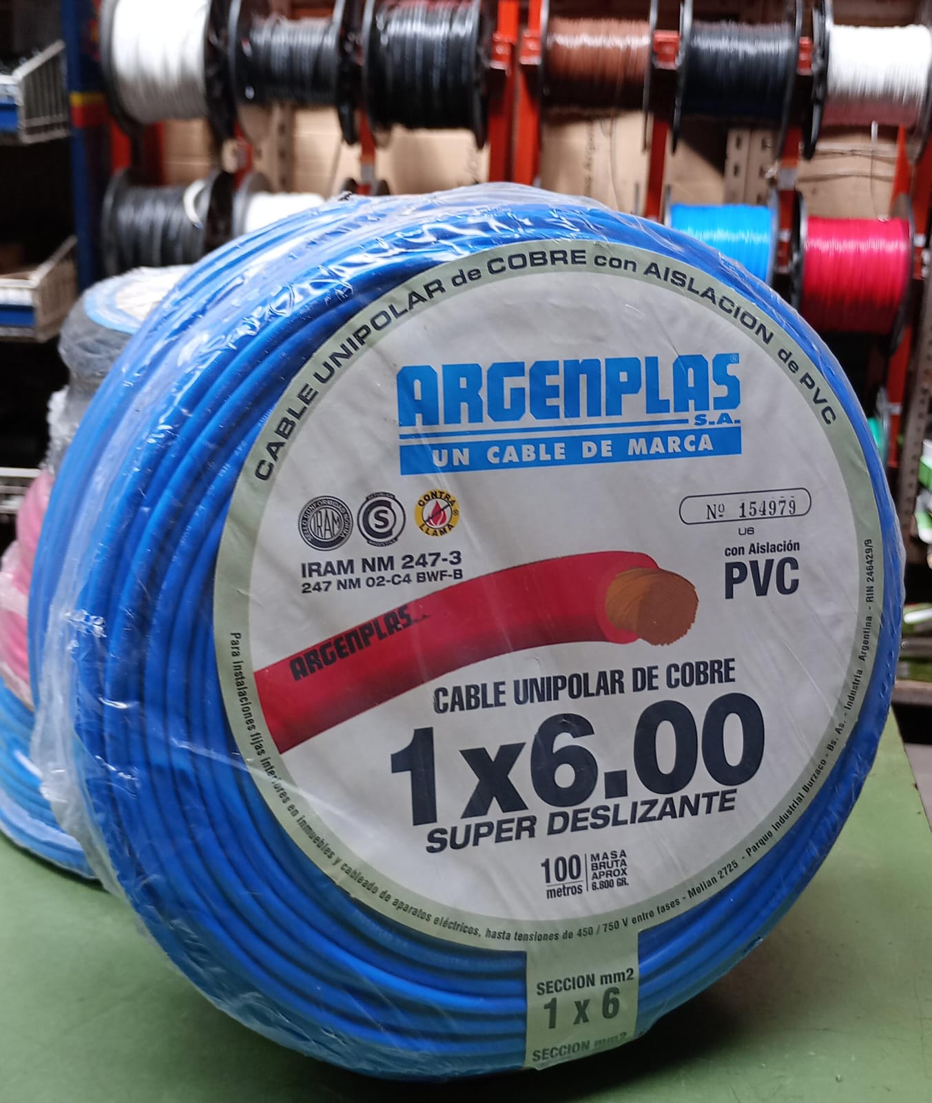 Cable Unipolar Normalizado 6mm Argenplas Rollo x 100 Mts.