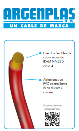 Cable Unipolar Normalizado 10mm Argenplas x Rollo 100 mts