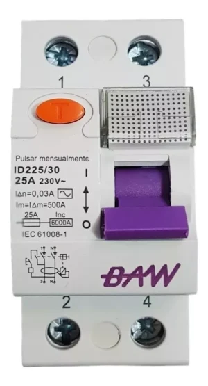 Disyuntor diferencial Baw bipolar 2x25A